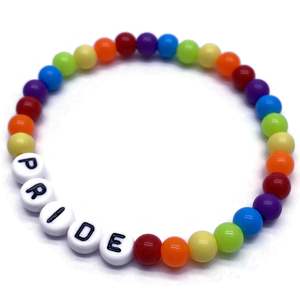 Bracelet lesbien <span class=keywords><strong>bi</strong></span> trans queer gay, bracelet en acrylique avec lettres arc-en-ciel, bracelet de fierté LGBT - Product Image 1