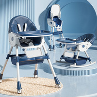 Chaise haute pour bébé multifonctionnelle moderne en plastique pliable et réglable, avec repose-pieds et siège inclinable, facile à nettoyer