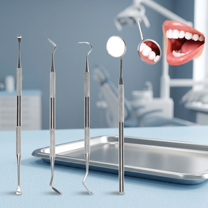 Kit d'examen dentaire en acier inoxydable, usage professionnel, poignée ergonomique, certifié CE, miroir et détartreur pour blanchiment des dents - Product Image 3