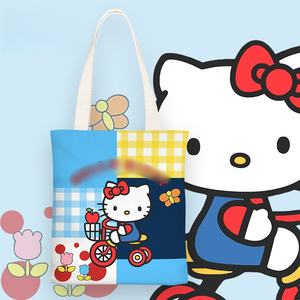 Wholesale Cartoon Kitty Shoulder Bags Oversized Cute Canvas Tote Bag <strong>for</strong> Valentines Day, Birthday, Library Present, Book Lovers - Product Image 2