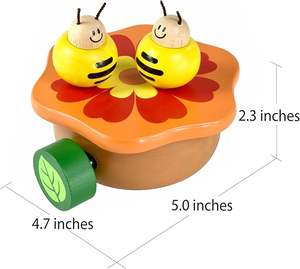 Je suis un mécanisme de boîte à musique en bois-Rock n Roll Dancing Bug on Flower Playing Menuet No.3 for Kids (Bee) - Product Image 6