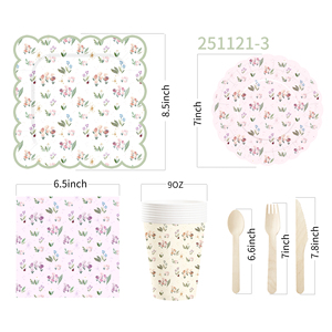DAMAI Wildflower Party Suppliers Floral Disposable Set Wildflower Baby <b>Shower</b> Decorations for Wedding Birthday Tea Party - Product Image 6
