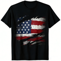 T-shirt noir pour homme avec logo personnalisé, imprimé patriotique, tricoté, 100% polyester respirant, impression numérique personnalisée, design drapeau national