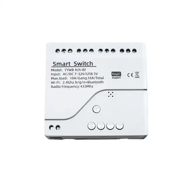 Tuya 4 CH Smart Switch WiFi Relay Switch RF Remote Control Timer AC/DC12V 24V 32V