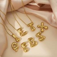 Chaîne en cuivre à maillons, lettre initiale moelleuse en forme de bulle, plaqué or 18 carats, breloque lettre A-Z, bijou fantaisie pour filles, cadeau