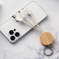 Penjualan langsung dari pabrik bambu dua sampai tiga Gantungan Kunci USB kabel Data tipe-c 5A kabel pengisi daya cepat untuk Android IOS