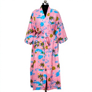 Femme 100% coton maillots de bain peignoir tissu doux Style indien Kimono maillot de bain robe de nuit robe de chambre cadeau pour couverture de Bikini - Product Image 1