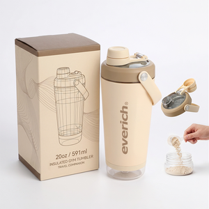 Nueva llegada 2026: Botella mezcladora de proteínas de acero inoxidable con doble pared y aislamiento al vacío, grado alimenticio OEM, con <span class=keywords><strong>compartimento</strong></span> de 500 ml para entrenamiento. - Product Image 1