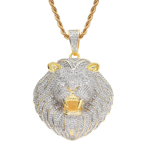 <span class=keywords><strong>Collana</strong></span> con Pendente a Forma di Testa di <span class=keywords><strong>Leone</strong></span> in Stile Hip Hop BES, Gioiello con Zirconi Cubici 5A per Uomo - Product Image 1