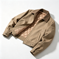 Veste de travail en jean vintage réversible, écologique, avec doublure en coton épais et respirant, col rabattable, broderie, pour homme, coupe classique, hiver, fermeture éclair