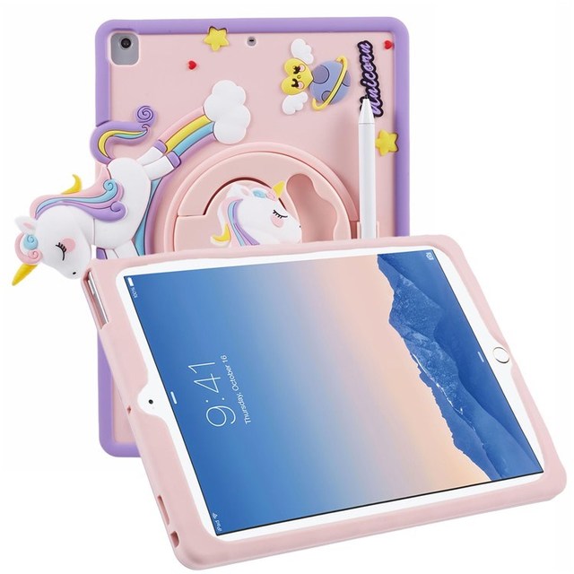 For iPad 9.7-inch (2017) / (2018) / iPad Air (2013) / Air 2 Case Kid Cartoon Horse Design Tablet Kickstand Cover