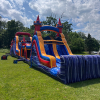 Structure gonflable commerciale géante pour adultes, parcours d'obstacles gonflable avec toboggan pour enfants