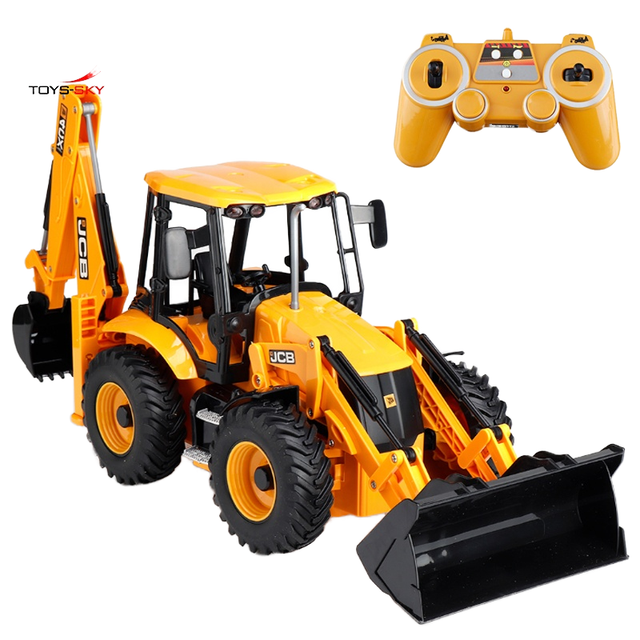 Double E E589 RC Excavator 1/20 2.4G 11CH Remote Control Cars Trucks Backhoe Loader Light Sound Construction Truck JCB Model