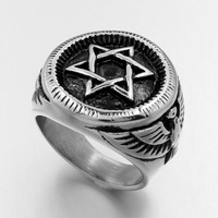 Grenzüberschreitender Bestseller: Europäisch-amerikanische, militärisch inspirierte Glas-Paarringe mit Davidstern- und Adlerkopf-Designs