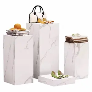 Custom Cylindrical Cube Marble MDF Podium Showcase Fittings And Display For Shop