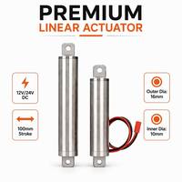 Actionneur linéaire micro 12V 24V en acier inoxydable 304, course de 100 mm, charge de 20 kg 200N, tige de poussée électrique pour maison intelligente et applications médicales