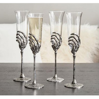 Ensemble de quatre verres à vin rouge squelette Halloween fait à la main en métal fantôme coquetiers pour vin blanc pour festival fantôme Halloween