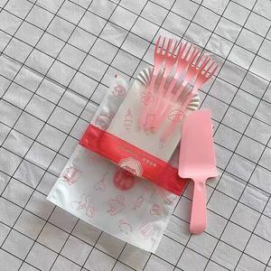 Verjaardagstaart bord mes en vork set wegwerp taart servies combinatie <span class=keywords><strong>plastic</strong></span> taartmes en vork bord - Product Image 3