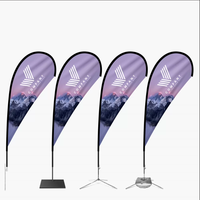 Drapeau publicitaire personnalisé portable de haute qualité avec sac rempli d'eau pour concessionnaires automobiles et magasins