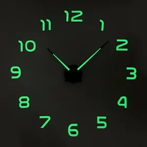DIY 3D часы ночные светящиеся большие настенные часы акриловая наклейка Свет в темном кварце гостиная креативные часы настенный домашний декор