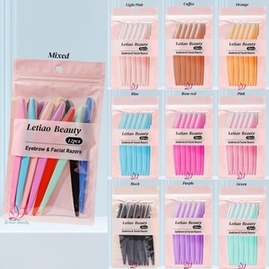 Rasoir droit emballage personnalisé 12 pièces rasoirs faciaux multi-usages racloir à sourcils avec tête de <span class=keywords><strong>coupe</strong></span> en maille vente en gros - Product Image 6