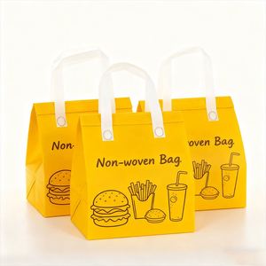 Sac publicitaire non tissé personnalisé avec logo pour la restauration rapide, sac de courses laminé, sac de pique-nique à emporter, sac non tissé pour cadeaux quotidiens - Product Image 1