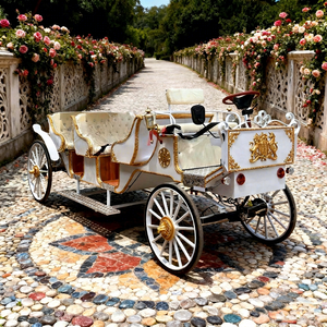 Charrette de tourisme électrique populaire à trois rangées, charrette multi-personnes, limousine blanche, charrette à chevaux pour mariage - Product Image 1