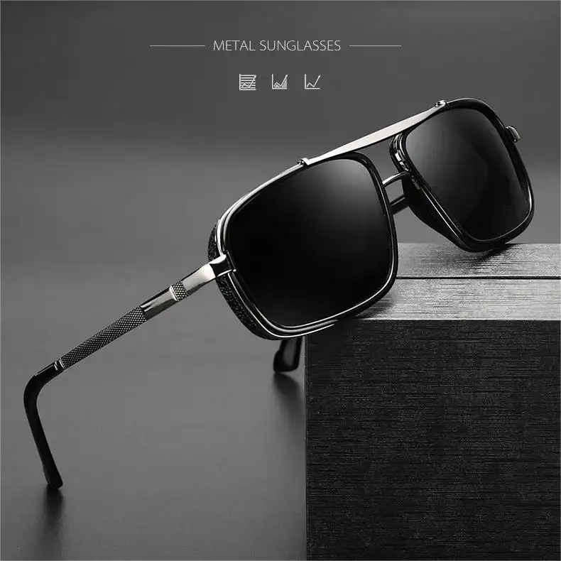 Square Pilot Wholesale Custom 2024 Gafas De Sol Driving Aviation Metal Shades Polarized Men's Sun Glasses 2024 Sport Sunglasses