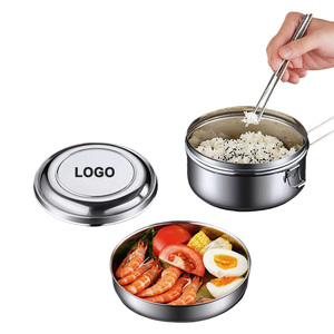 Contenitori per Alimenti in Acciaio Inossidabile 2026 con Coperchio, Scatole Bento per il Pranzo, Ciotole Piatte in Metallo per Campeggio, Gite, <span class=keywords><strong>Snack</strong></span> e Zuppe - Product Image 3