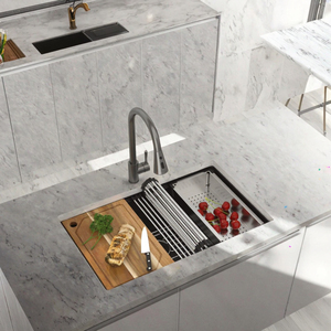 Évier de cuisine en quartz fait main à encastrer QS-8048GW, cuve simple, épaisseur 10 mm, surface mate, design moderne, garantie 3 ans - Product Image 3