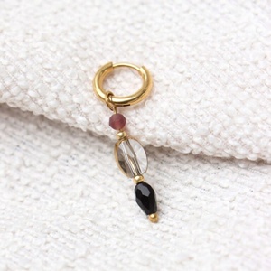 Nouvelles boucles d'oreilles minimalistes délicates en cristal rose avec perles d'eau douce, bijoux faits à la main, résistants à l'eau, pour femmes, cadeaux - Product Image 3