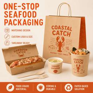 Bolsa de Papel Kraft Marrón con Logotipo Personalizado, Embalaje Ecológico para Llevar, Bolsas de Regalo para Restaurantes de Mariscos, Entrega de Comida Rápida - Product Image 3