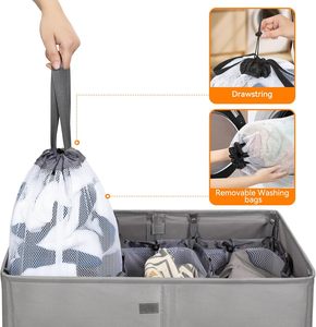 Cesto de <span class=keywords><strong>Ropa</strong></span> Plegable Grande de 160L con 3 Secciones y Tapa, Resistente e Impermeable, con Bolsas de Lavado Extraíbles - Product Image 5