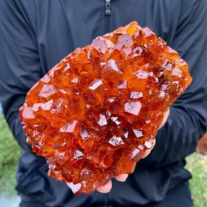CrystalHola 400-500g Orange Crystal Geode Quartz Mineral Cluster Floral Pattern Handmade Healing Crystal Souvenir Ornament for - Product Image 4