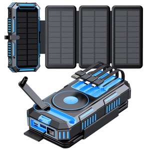 Panel Solar Plegable de 4 Piezas con Manivela, Cargador Inalámbrico para Teléfono y Reloj, Banco de Energía Portátil de Emergencia para Exteriores, Linterna, Brújula, 15W - Product Image 1