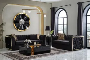 Dream Black Velvet Sofa & Loveseat sofa set furniture