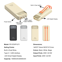 Batterie externe OEM d'usine à charge rapide, chargeur portable, banque d'alimentation, station d'alimentation 20000 mAh avec câble pour téléphone