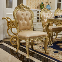 Mobilier traditionnel européen Royal Villa, cuisine hôtel, marbre doré, Table à manger 6 places