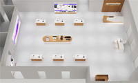 Meubles de magasin d'électronique sur mesure avec éclairage LED, présentoir mural en verre pour ordinateurs et appareils électroniques