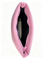 Sac de maquillage de voyage en néoprène avec logo personnalisé, portable, léger, fermeture éclair, pochette cosmétique plate pour femmes