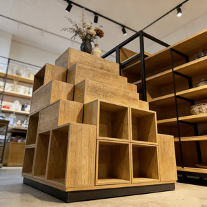 رفوف عرض خشبية معدنية ثقيلة مزدوجة الجوانب للمتاجر ومحلات السوبر ماركت ومحلات الملابس والمساحات التجارية الأخرى - Product Image 5