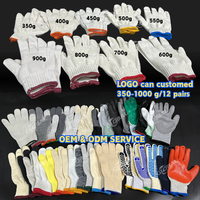 Gants de Travail Tricotés en Coton, Moins Chers, Personnalisables, Logo, 40g 50g, Blanc Noir Gris Rouge, Gants de Protection