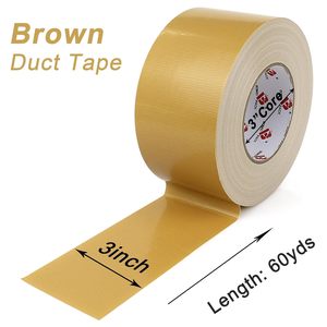 BOMEI PACK 3 Inch Tan <strong>Brown</strong> <strong>Duct</strong> <strong>Tape</strong> 9 Mil Heavy Duty 60 Yards No Residue All Weather Single Sided Adhesive Professional - Product Image 2