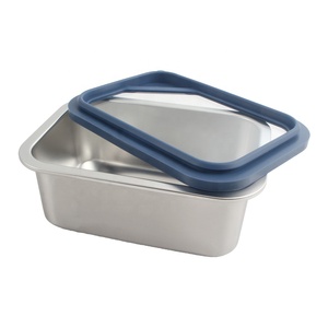 Rectangle Stainless Steel Food Container with Transparent Lid Airtight Leak Proof Single <b>Compartment</b> <b>Lunch</b> <b>Box</b> - Product Image 3