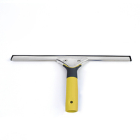 Verre de supermarché de nettoyage de vitres jaune Raclette de fenêtre en acier inoxydable de 14 pouces Ensemble de nettoyage flexible pour boîte de transport en métal de sol
