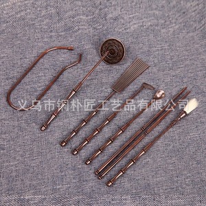 Pure copper seven-piece set, upgraded and thickened, incense ceremony set, incense seal <b>tool</b>, spoon, ash shovel, seal making, - Product Image 4