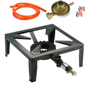 Set Fornello a Gas con Riduttore di Pressione Variabile, Bruciatore da 125mm, Regolatore di Fiamma in Ghisa, Fornello da Campeggio - Product Image 1