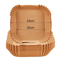 Revêtement jetable carré en pulpe alimentaire pour friteuse à air, double face, enduit d'huile, 8 pouces, résistant à la graisse, imperméable, écologique, pour four