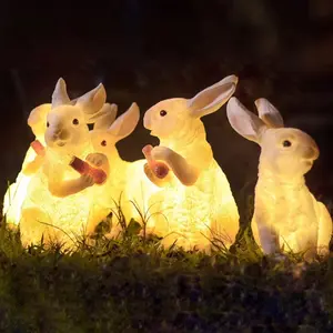 3D Fiberglass Rabbit Carrot Sculpture Lamp Animal Led Motif Decorations Lights High Quality Easter holiday decoration outdoor