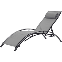 Lot de 2 chaises longues en aluminium avec oreiller et dossier réglable à 5 positions pour le bain de soleil côté patio, pelouse, plage, piscine